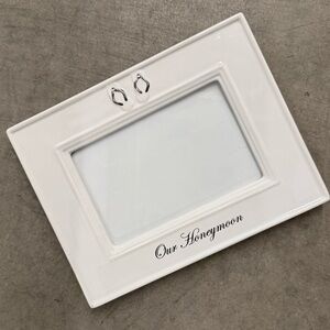 Malden “Our Honeymoon” Porcelain Picture Frame for 4”x 6” Photos. Wedding.